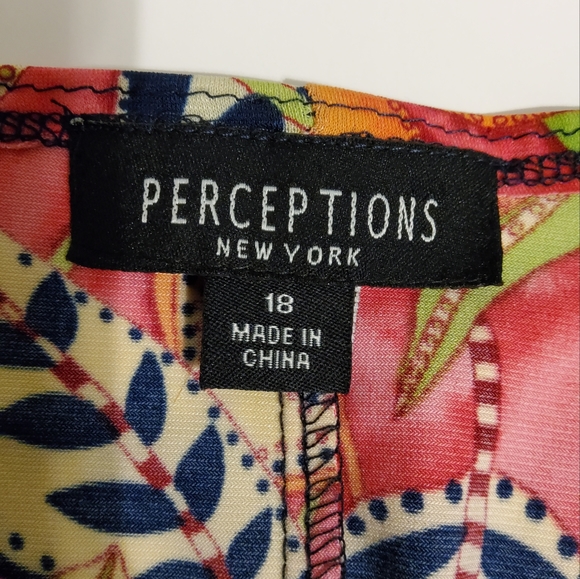 NWT!  Perceptions Fushia/Navy Floral Print Short Sleeve Shift Dress Size 18 - Picture 9 of 11